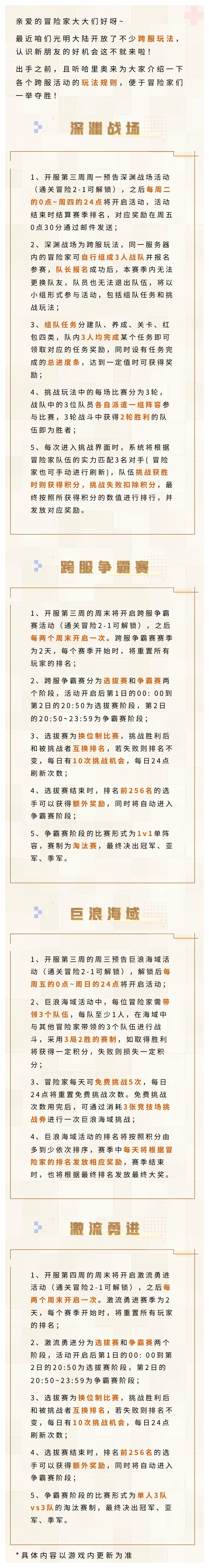 【冒险情报】新的风暴已经出现，四大跨服活动详细介绍！