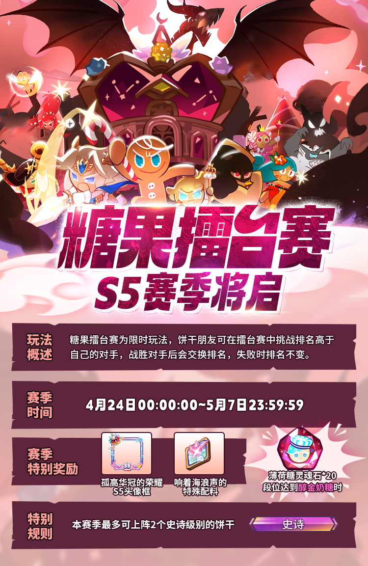 奖励再添「灵魂石、特殊配料」！糖果擂台赛S5将启！