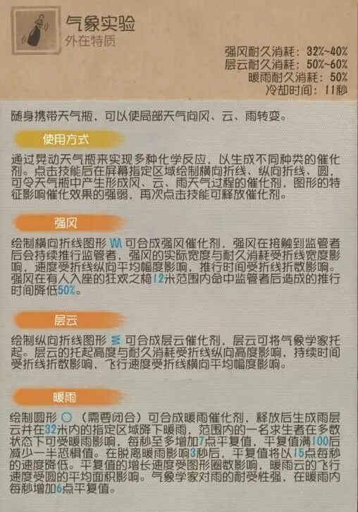 【角色攻略】求生者-气象学家基础攻略送上~