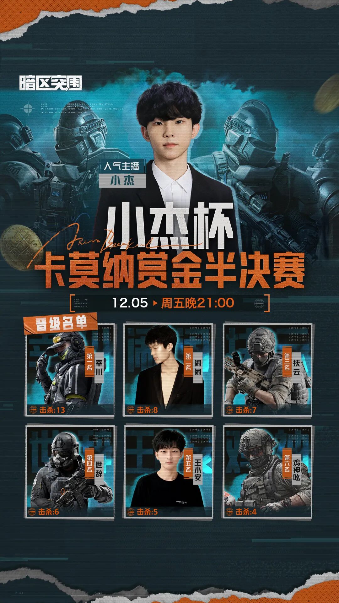 「小杰杯卡莫纳赏金赛」半决赛12月5日开赛！观赛还有全新军需等你领！