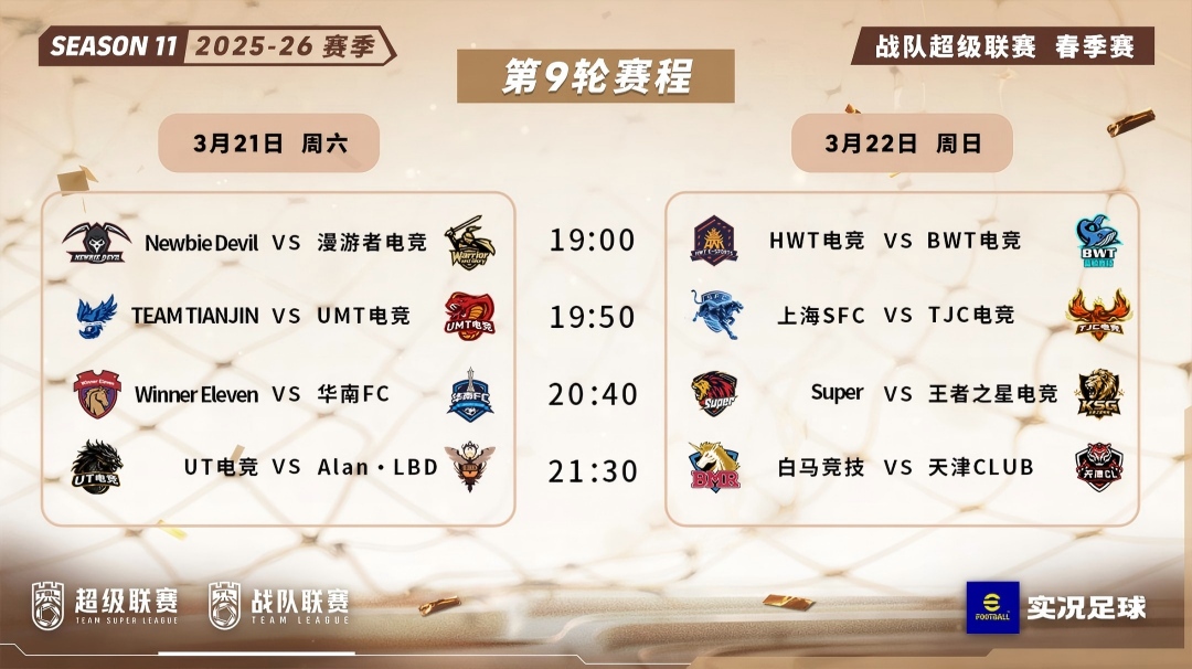 攻势如潮！战队超级联赛2025-26赛季春季赛第9轮本周末开战！