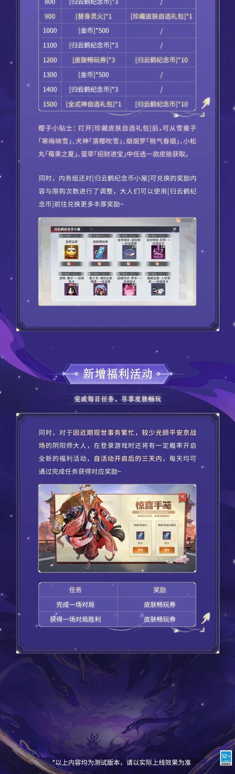 鬼切「天墟·万仞」调整决定，[重逢答礼]系统再次迭代！全新版本明日开启，情报合集奉上~