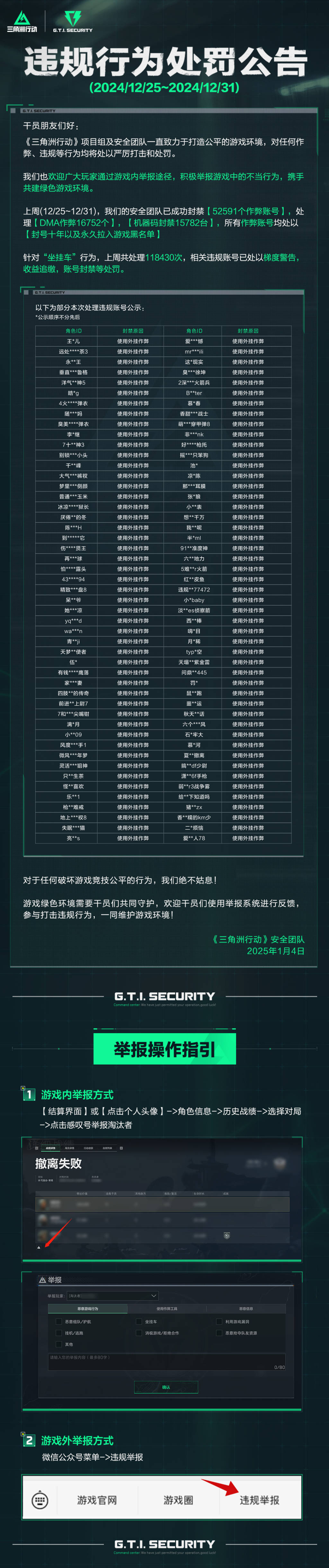 《三角洲行动》违规行为处罚公告(12.25～12.31）