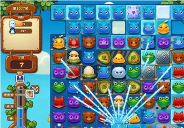 开心消消乐1077关染色宝宝也能消除