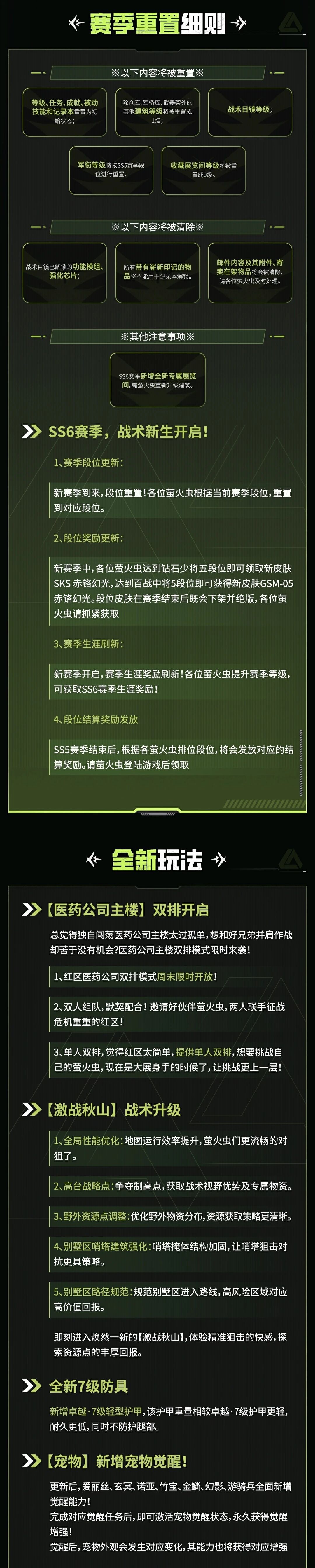 萤火突击9月11日SS6赛季重启公告