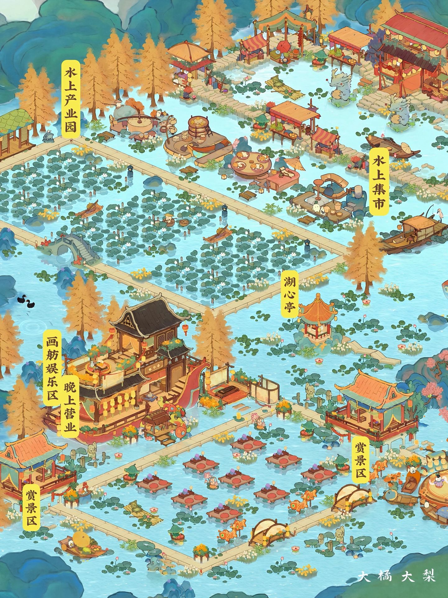 仙女湖布局，分区明确，一目了然