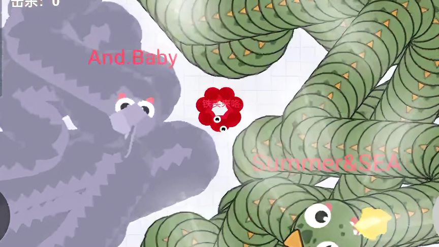 贪吃蛇大作战：不好！被恐龙蛇王包围了