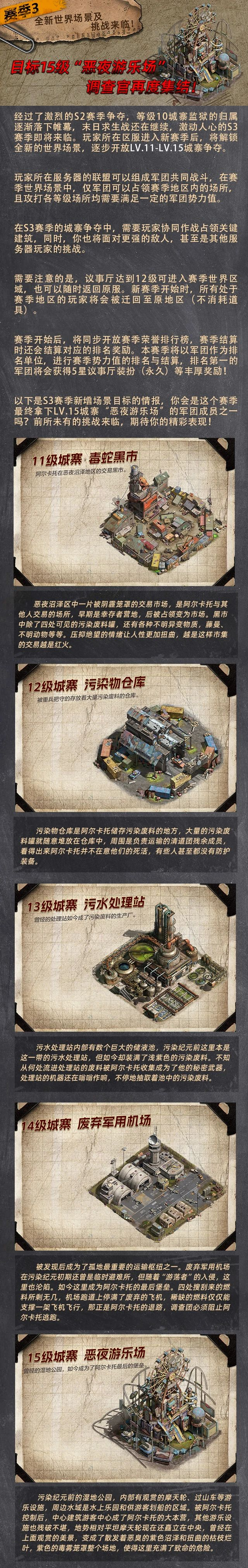 S3赛季前瞻 | 全新世界场景来临！目标15级“恶夜游乐场”，调查官集结出发！