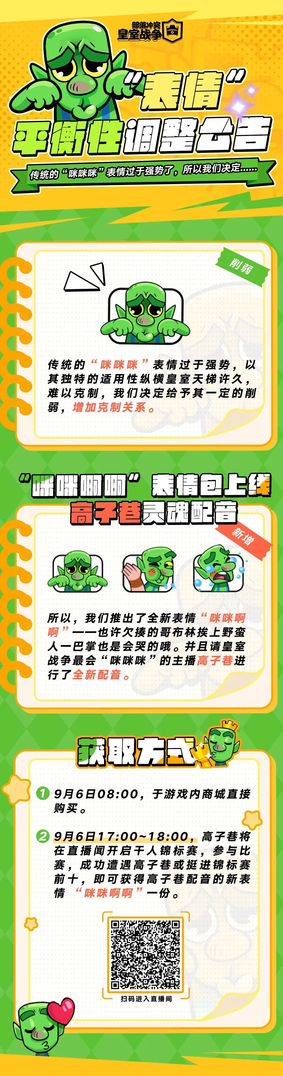 “表情”平衡性调整公告：削弱咪咪咪，【高子巷】配音表情来袭