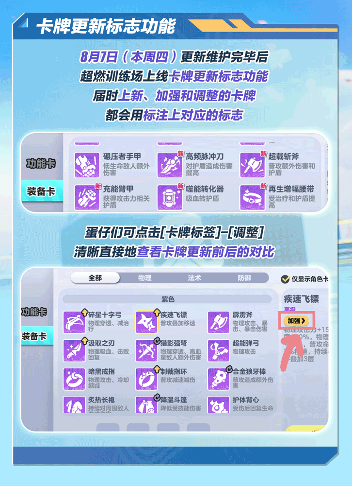 【超燃系列玩法】14张装备卡上线，训练场新功能登场！
