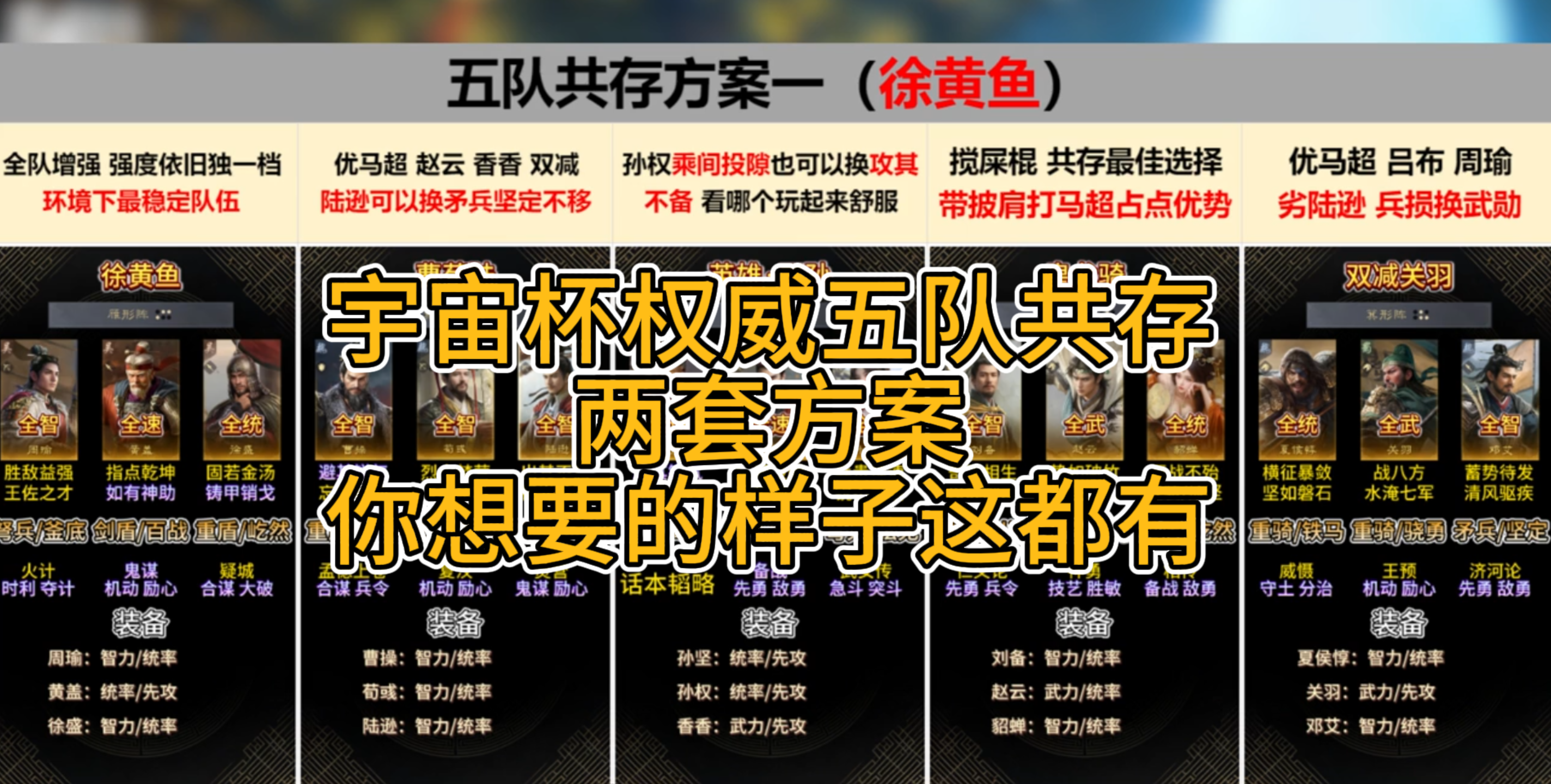 宇宙杯权威五队共存 两套方案 你想要的样子这都有！