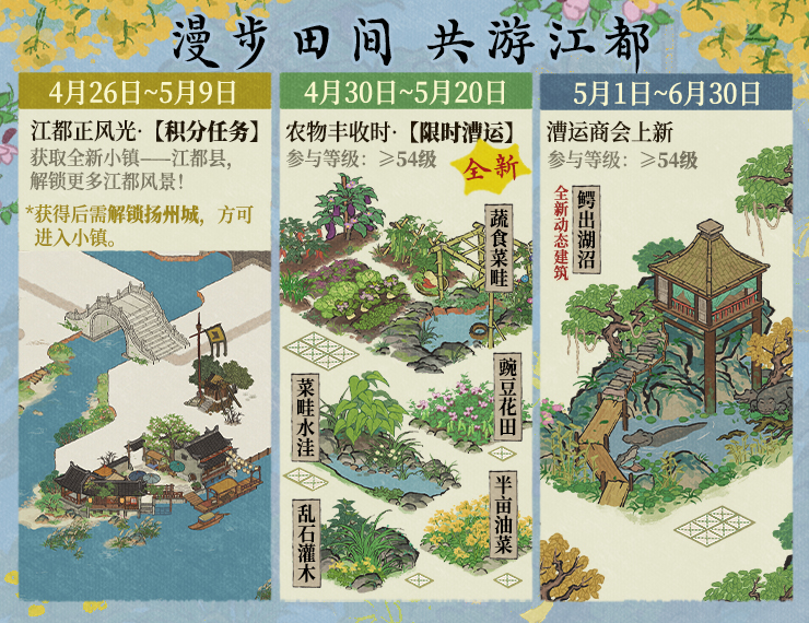 【漫步田间·共游江都】4月26日起，3.3.0全新版本活动开启！