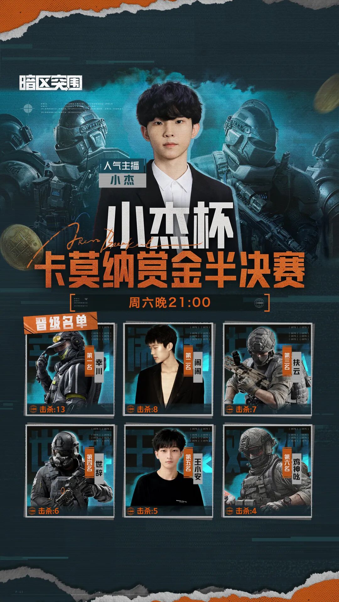 小杰杯卡莫纳赏金赛丨半决赛本周六开赛！观赛还有全新军需等你领！