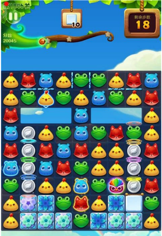开心消消乐1846关通关攻略 三消两次小黄鸡
