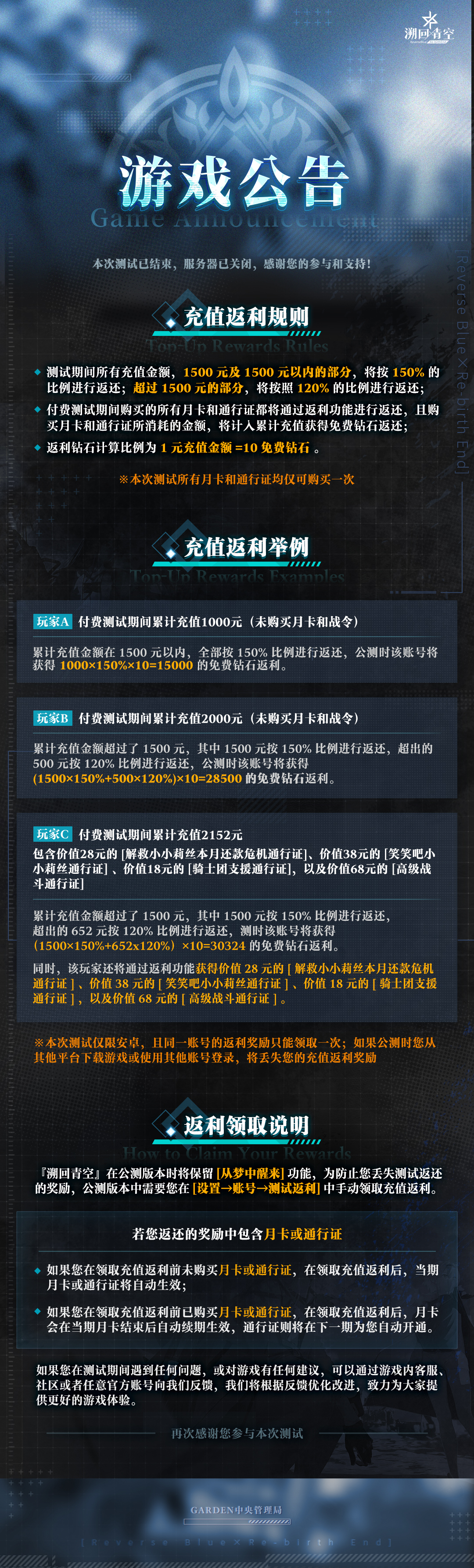 《溯回青空》测试结束