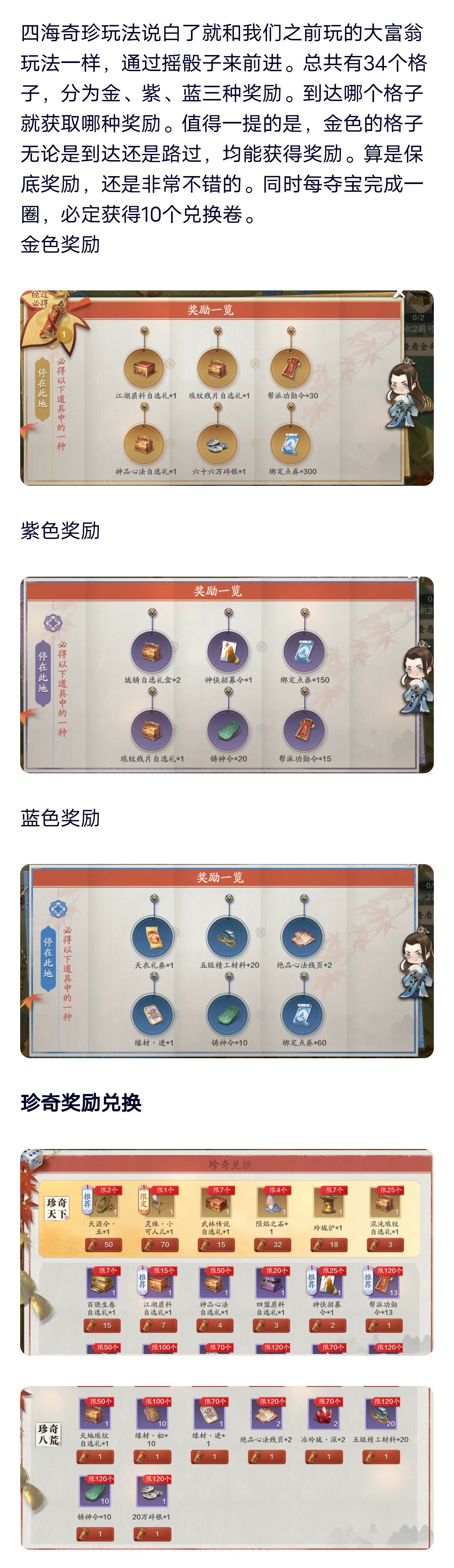 四海奇珍各类少侠该如何抉择？最全收益分析一览