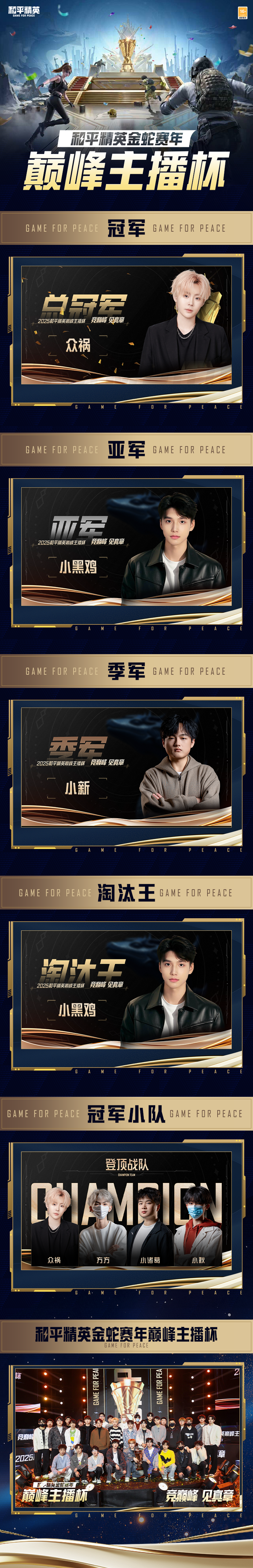 恭喜众祸选手获得2025年金蛇赛年巅峰主播杯冠军！