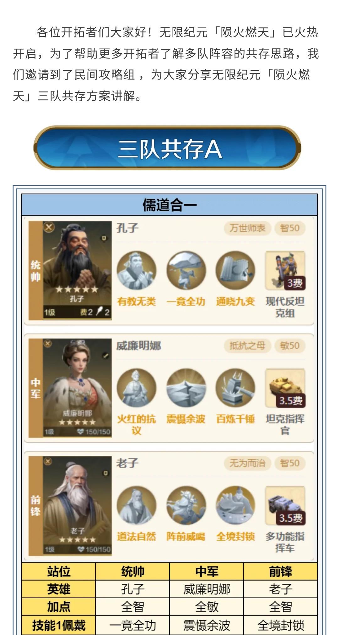 攻略分享丨无限纪元「陨火燃天」三队共存方案