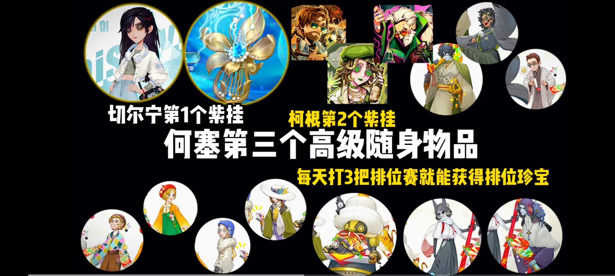 第五人格巴登第1个金挂!切尔宁第1个紫挂!柯根第2个紫挂!