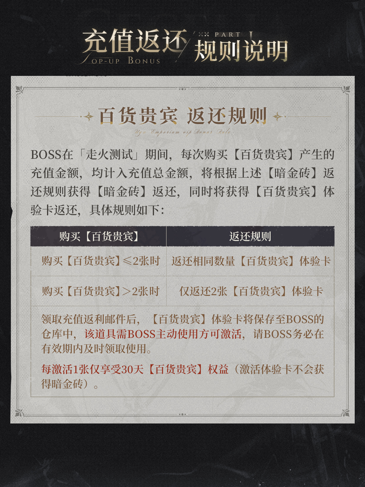 《夜幕之下》充值返还领取规则