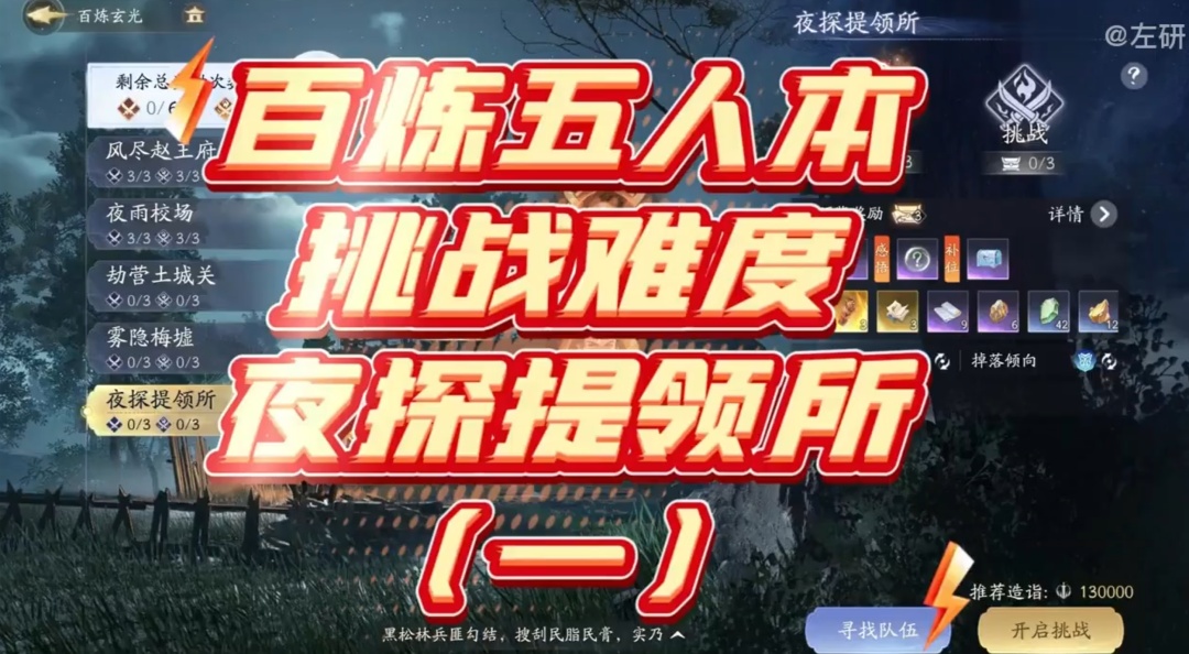 夜探提领所挑战难度（一）兵匪首领