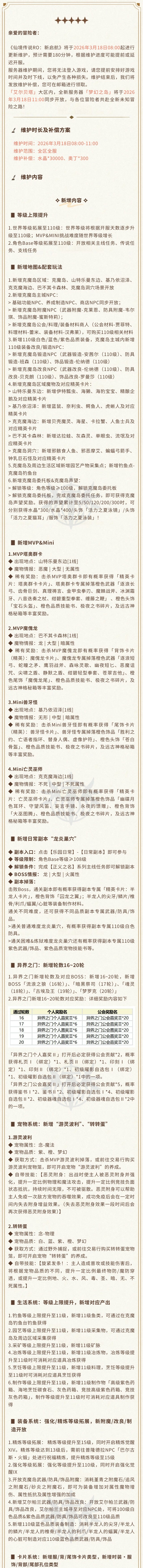 3月18日更新维护公告