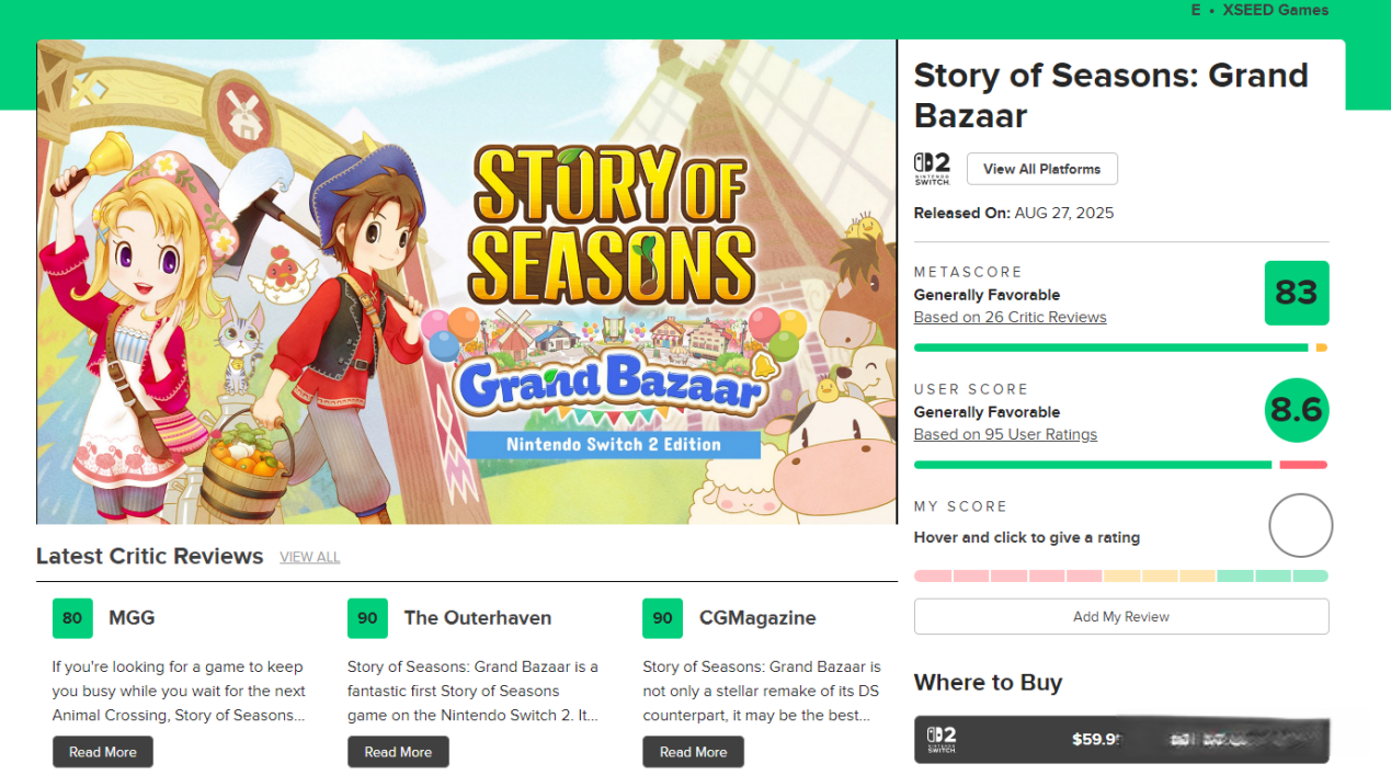 系列史上最佳！《牧场物语》新作Steam95%好评如潮