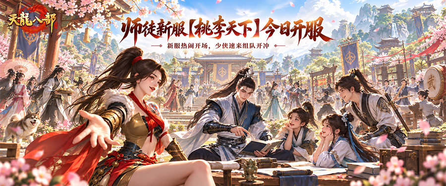 新服开启丨【桃李天下】今日开服！师徒冲级赢永久时装、坐骑