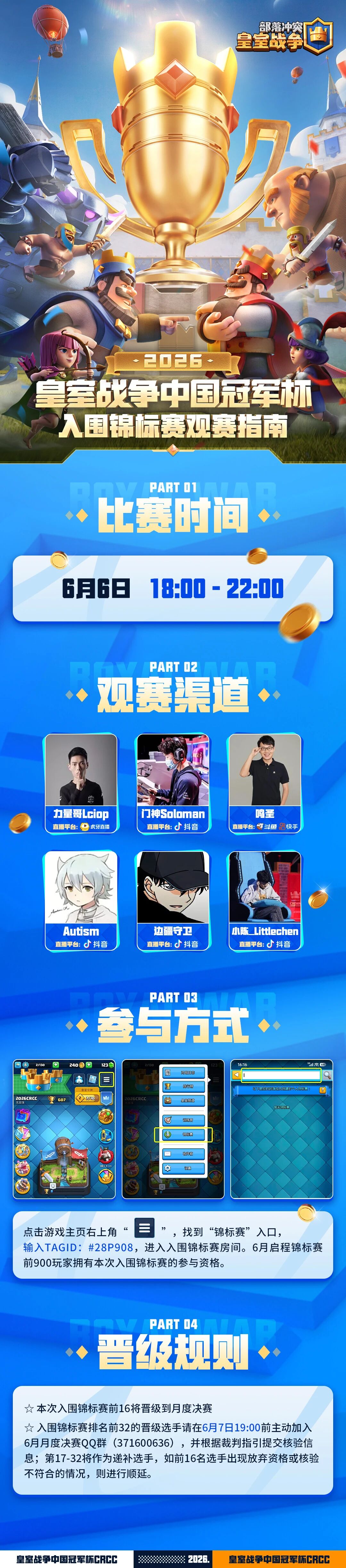CRCC入围锦标赛今晚18点激情开赛！