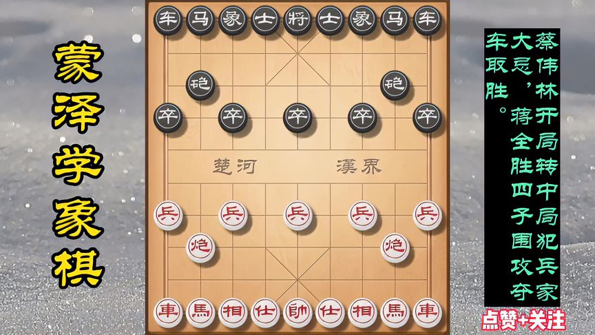 天天象棋：蔡伟林开局转中局出大子过慢，蒋全胜四子围攻夺车取胜