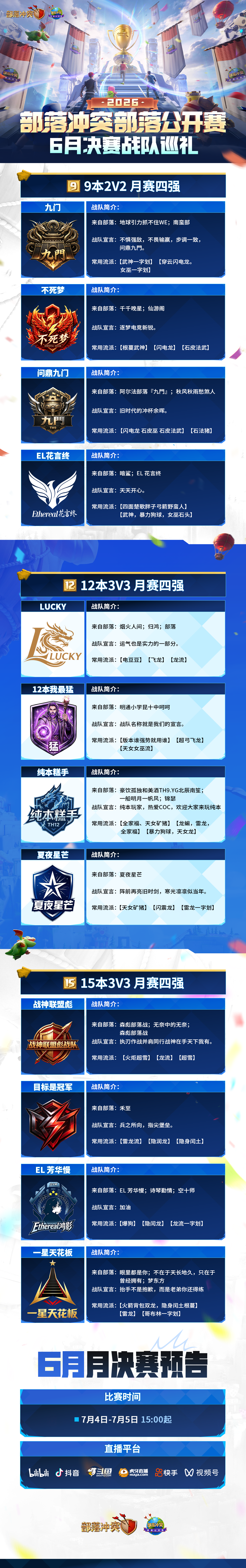 非满本6月决赛战队来袭，群雄蓄势待发！