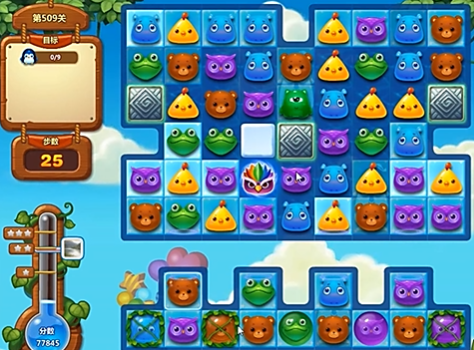 开心消消乐：第509关收集企鹅先找下方做突破口