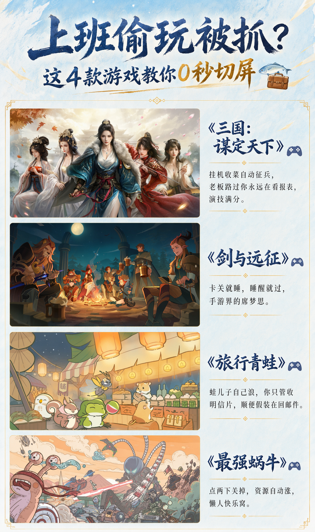 上班偷玩被抓？这4款游戏教你0秒切屏🐟💼