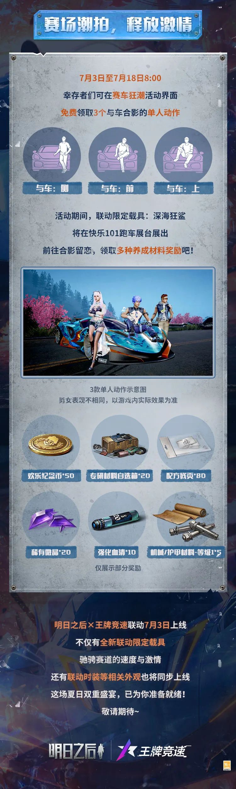 引擎轰鸣，幻海潮生！明日之后×王牌竞速联动即将开启！