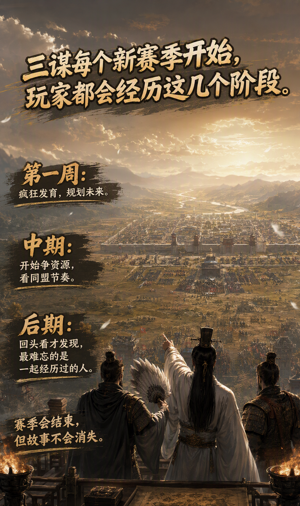 三谋每个新赛季开始，玩家都会经历这几个阶段 