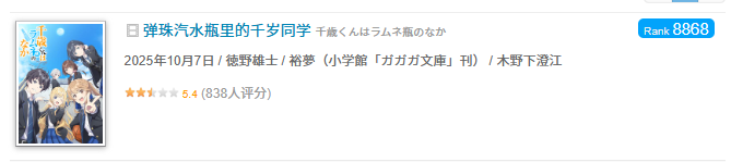 「殿堂级轻改」翻车？《弹珠汽水瓶里的千岁同学》开分5.4，首集被骂上热搜