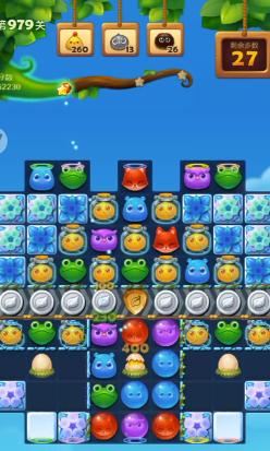 开心消消乐：第979关小鸡收集难度大尽快组合魔力鸟特效即可