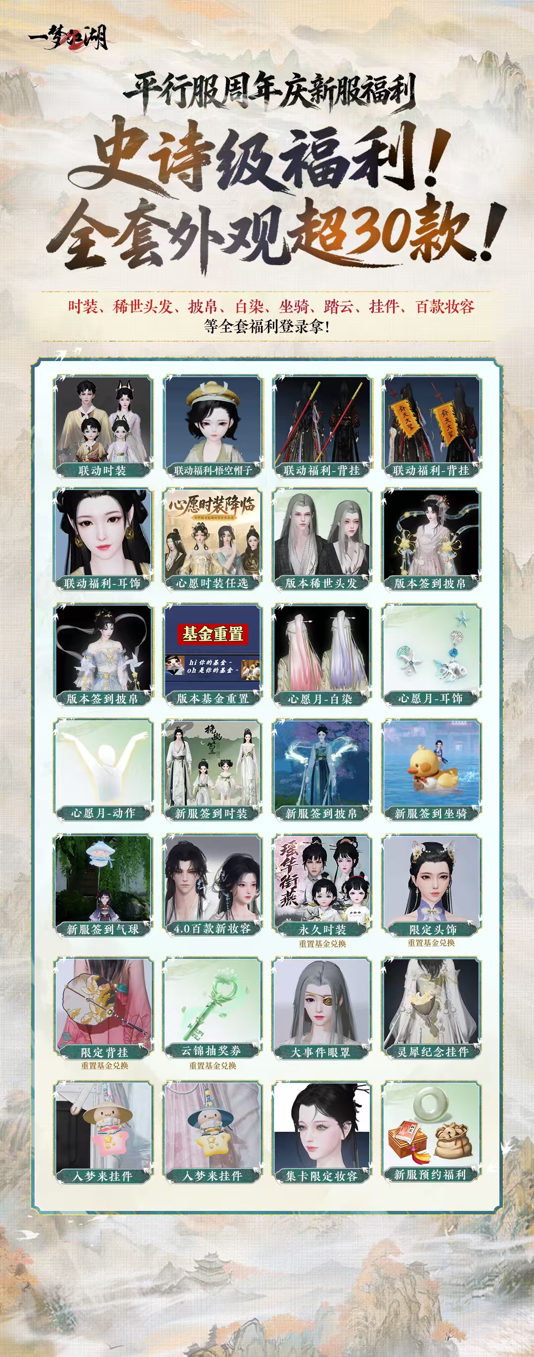 平行服|最强新服福利全套外观超30件！周年庆典首曝宣传片，精彩内容速览！