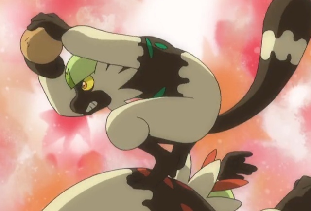 一样是在日月系列动画的第六十四集《小智与投掷猴!